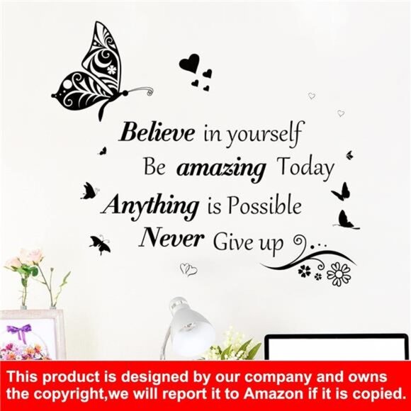 Inspirational Wall Quotes Stickers Motivational Decals Removable Wall Art Decor - Picture 4 of 8
